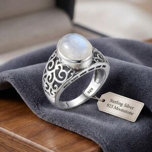 925 sterling silver moonstone , filigree , rain- , classic boho vintage style